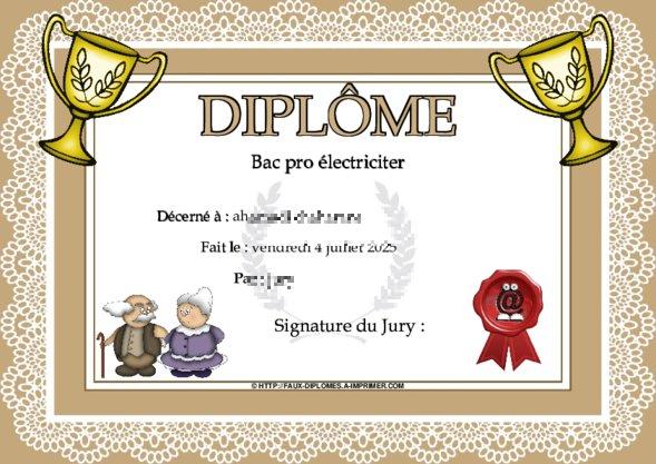 Un des derniers faux diplomes créé
