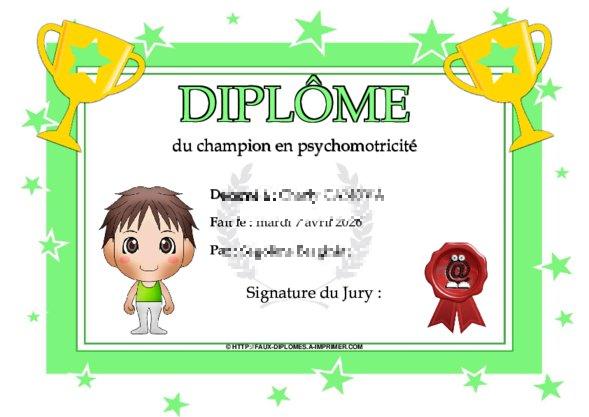 Diplôme : du champion en psychomotricité